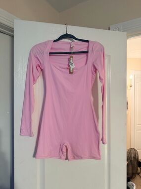 SKIMS Pink Square Neck Romper NWT